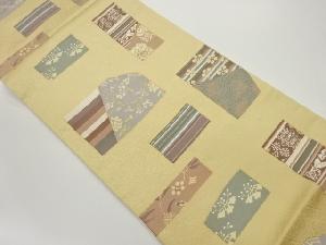 花唐草に横縞・魚模様織出し袋帯